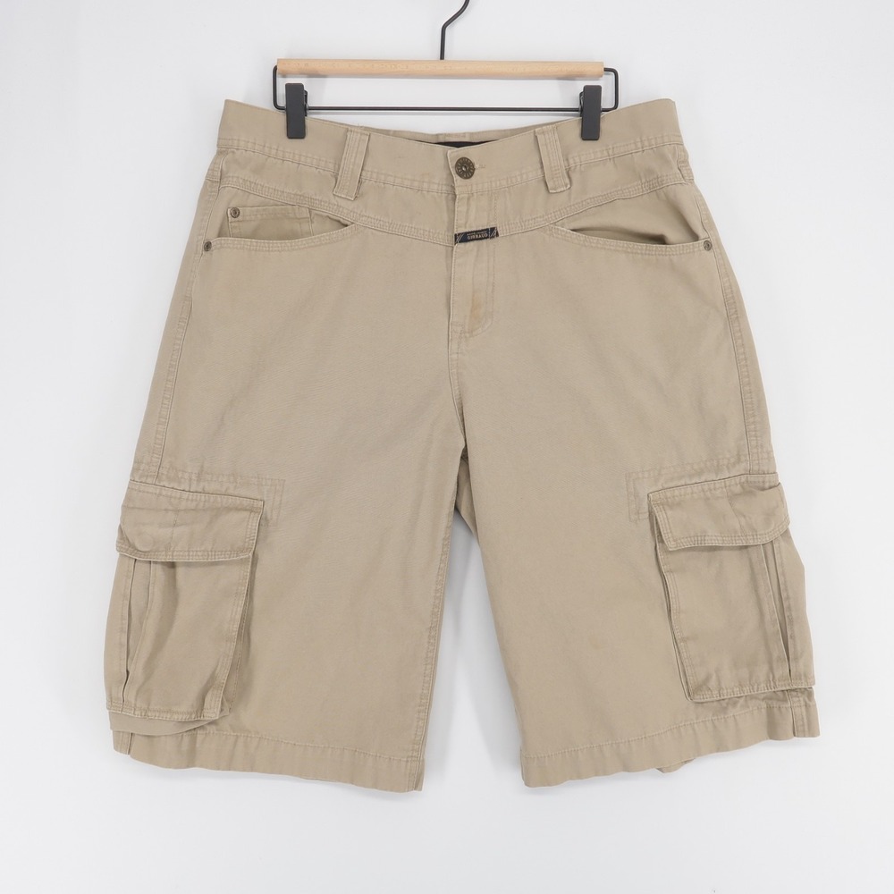 Girbaud Blue X Cargo Short Shorts Mens 34 Khaki Relaxed Fit Y2K